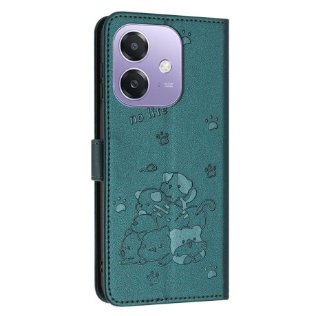 Чехол-книжка Diamond Embossed Skin Feel для OPPO A3/A3x/A40m - зеленый
