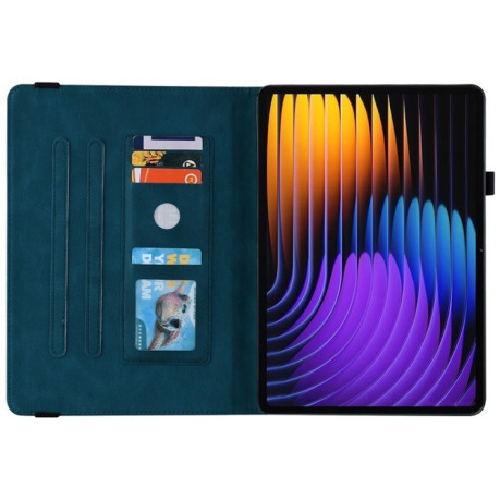 Чехол-книжка Butterfly Flower Embossed Leather на Xiaomi Pad 7 / Pad 7 Pro - синий