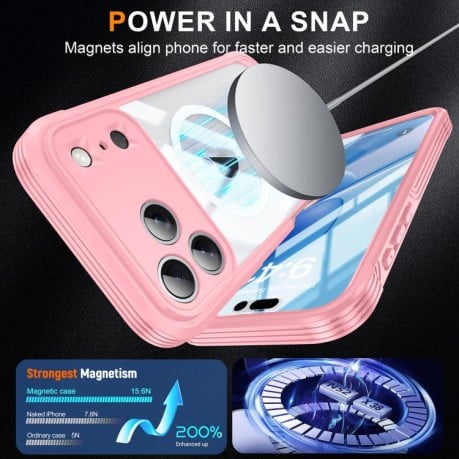 Противоударный чехол RedPepper Tempered Glass с MagSafe на iPhone 17 Pro Max - розовый