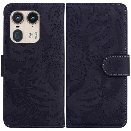 Чехол-книжка Tiger Embossing для Motorola Edge 50 Ultra - черный