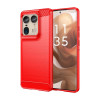 Противоударный чехол Brushed Texture Carbon Fiber на Motorola Edge 50 Ultra - красный