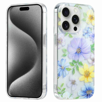 Противоударный чехол Electroplated Symphony для iPhone 15 Pro Max - Flower