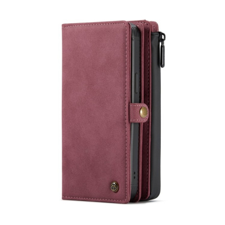 Шкіряний чохол-гаманець CaseMe 018 на iPhone 12 Pro Max - винно-червоний