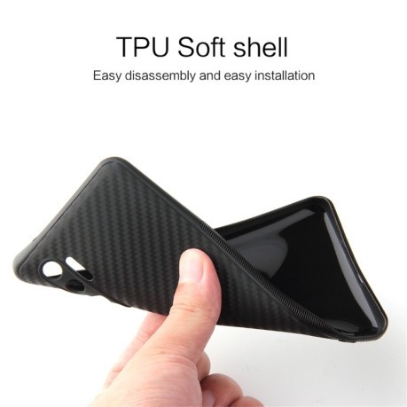 Ударозащитный чехол Carbon Fiber Texture на Xiaomi Mi Note 10 Lite - черный