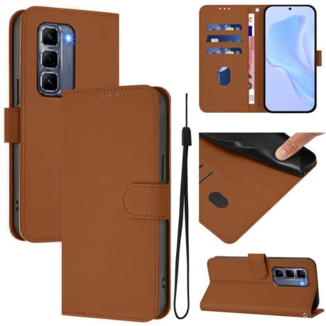 Чехол-книжка Skin Feel Solid Color Leather для Infinix Hot 50 Pro+ - коричневый