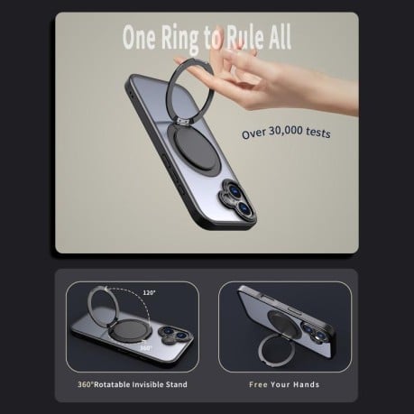 Чехол Kalebol с подставкой 360 и MagSafe на iPhone 17 - черный