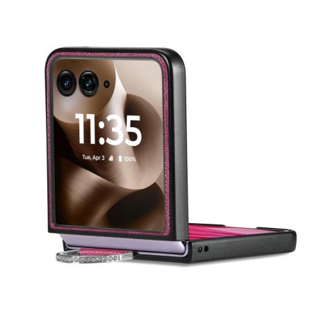 Противоударний чехол Litchi Texture на Motorola Razr 60 Ultra - фіолетовий