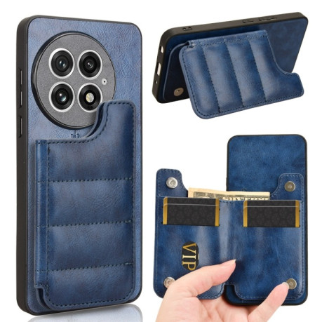 Ударозахисний чохол Cow Pattern Sewing Card Bag для OnePlus 13 - синій