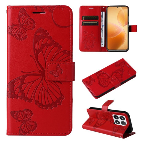 Чехол-книжка Embossed Butterfly для Xiaomi 14T Pro - красный