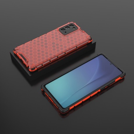 Противоударный чехол Honeycomb на Samsung Galaxy Note 20 - красный