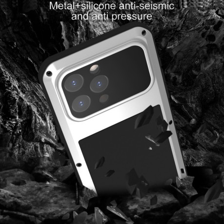 Противоударный чехол LOVE MEI Metal для iPhone 15 Pro Max - зеленый