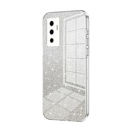 Ударозащитный чехол Gradient Glitter Powder Electroplated на Vivo S10e / V23e 4G/5G / Y75 4G - прозрачный