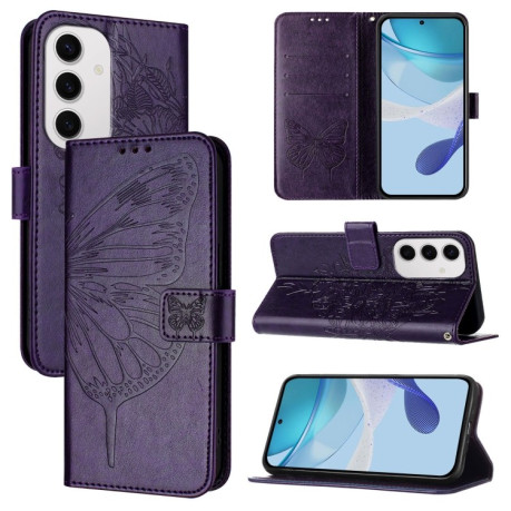 Чехол-книжка Embossed Butterfly для Samsung Galaxy S24 FE 5G - фиолетовый