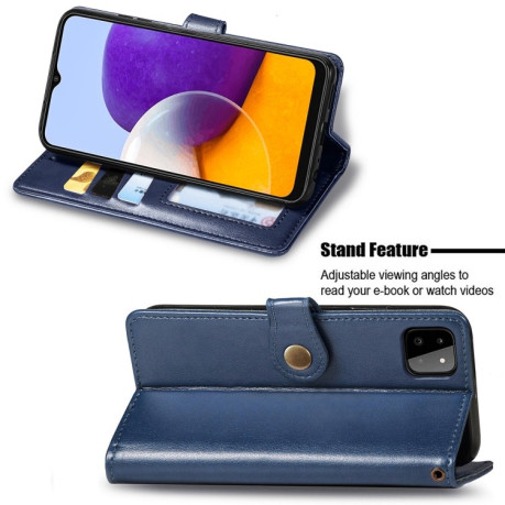 Чехол-книжка Retro Solid Color на Samsung Galaxy M32/A22 4G - синий