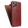 Кожаный флип-чехол Fierre Shann Retro Oil Wax Texture на iPhone 12 / 12 Pro - коричневый