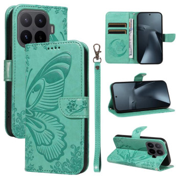 Чохол-книжка Swallowtail Butterfly Embossed Leather на Xiaomi 17T Pro 5G Global — зелений
