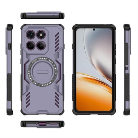 Противоударный чехол Butterfly Armor MagSafe Magnetic Ring Shockproof для Motorola Edge 60 Pro 5G - фиолетовый