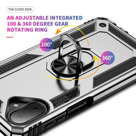 Чехол HMC с поворотным 360 держателем на Samsung Galaxy A07 4G - серебристый