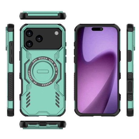 Противоударный чехол Butterfly Armor MagSafe Magnetic Ring Shockproo для iPhone 17 Pro Max - зеленый