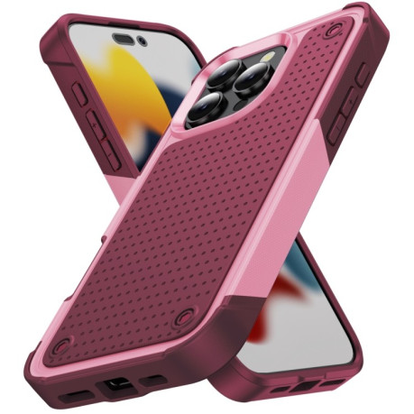 Протиударний чохол PC + TPU Shockproof Protective для iPhone 16 Pro - Pink+Dark Red