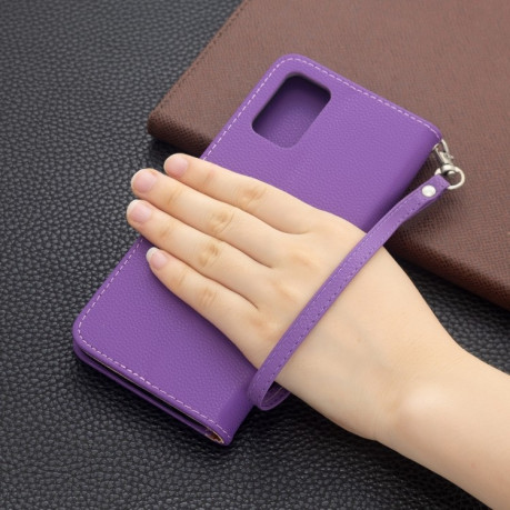 Чохол-книжка Litchi Texture Pure Color Samsung Galaxy A03s - фіолетовий