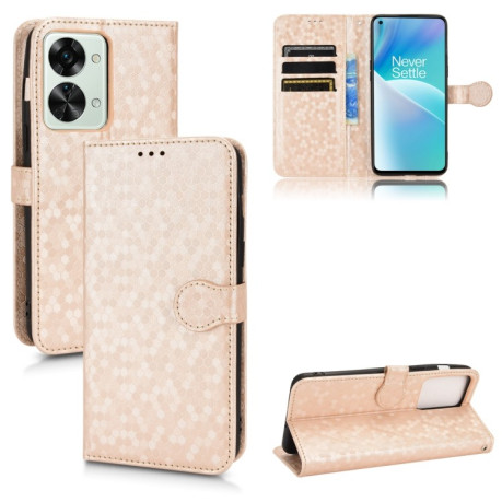 Чехол-книжка Honeycomb Dot для OnePlus Nord 2T 5G - золотой