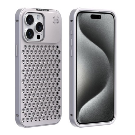 Противоударный чехол R-JUST RJ58 Aromatherapy Metal Cooling для iPhone 15 Pro Max - серебристый