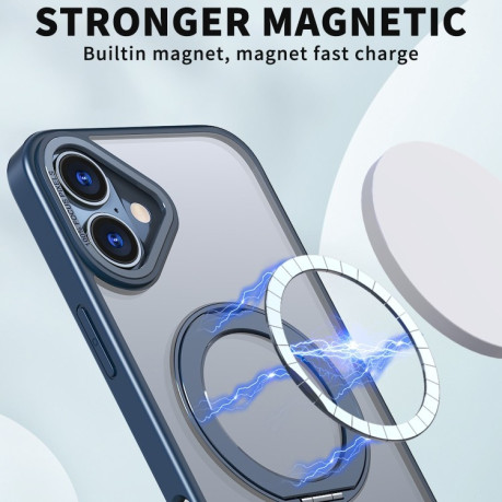 Противоударный чехол Wing Series MagSafe Magnetic Ring Holder для iPhone 16 Plus - синий