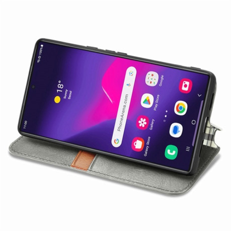 Чехол-книжка Cubic Grid для Samsung Galaxy S25 Ultra 5G - серый