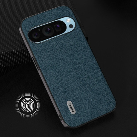Противоударный чехол ABEEL Genuine Leather Litchi Texture для Google Pixel 9 Pro - зеленый