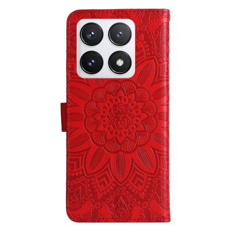 Чехол-книжка Embossed Sunflower для Xiaomi 14T Pro - красный