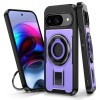 Протиударний чохол Ring Holder Carbon Fiber PC Hybrid TPU для Google Pixel 9/9 Pro - фіолетовий