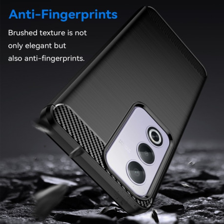 Противоударный чехол Brushed Texture Carbon Fiber на OPPO A80 5G/A3 Pro - черный