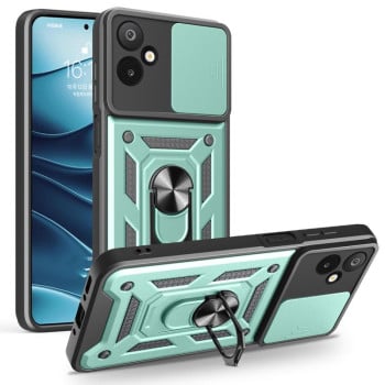 Противоударный чехол Sliding Camshield для Samsung Galaxy M06 5G / F06 5G - зеленый