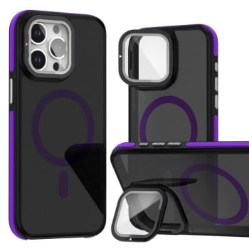 Противоударный чехол Magsafe Dual-Color Skin Feel Lens Film для  iPhone 16 Pro Max - фиолетовый