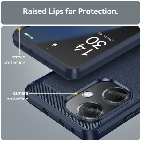 Противоударный чехол Brushed Texture Carbon Fiber на OnePlus Nord CE3 5G - синий