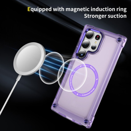 Протиударний чохол Skin Feel TPU + PC MagSafe Magnetic для Samsung Galaxy S25 Ultra 5G - прозоро-фіолетовий
