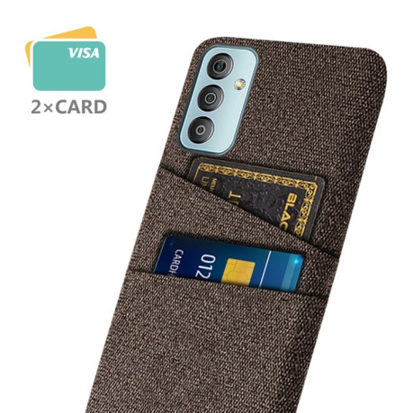 Протиударний чохол Cloth Texture with Dual Card Slots для Samsung Galaxy M23 5G - коричневий