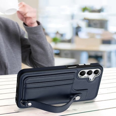Противоударный чехол Wrist Strap Holder на Samsung Galaxy A25 5G - синий