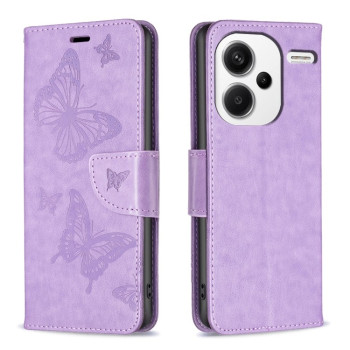 Чехол-книжка Butterflies Pattern на Xiaomi Redmi Note 13 Pro+ - фиолетовый