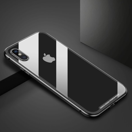 Магнитный чехол Baseus Metallic Frame + Temperped Glass Rear Cover Magnetic Care  на iPhone XS Max-черный