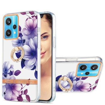 Противоударный чехол Ring IMD Flowers для Realme 9 Pro Plus 5G - Purple Begonia