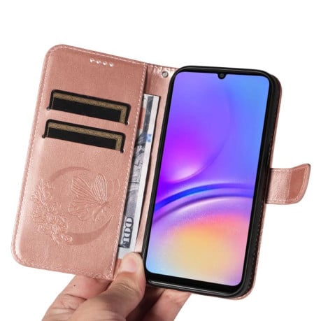 Чехол-книжка Swallowtail Butterfly Embossed Leather на Samsung Galaxy A07 5G - золото