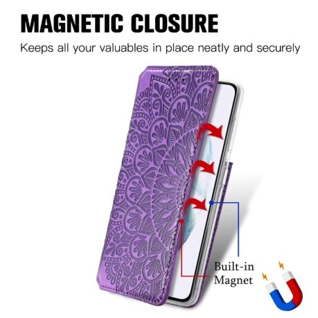 Чохол-книжка Blooming Mandala для Samsung Galaxy S22 5G - фіолетовий