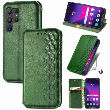 Чехол-книжка Cubic Grid для Samsung Galaxy S25 Ultra 5G - зеленый