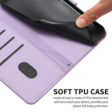Чехол-книжка Embossed Kitten Phone Leather для Realme 12+ 5G/12 4G/13 4G - фиолетовый