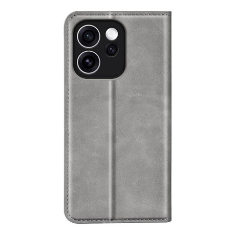 Чохол-книжка у стилі Retro з м'яким покриттям Skin Feel і діловим дизайном для OPPO Reno15 F 5G — сірий