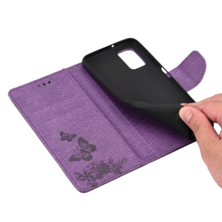 Чехол-книжка Floral Butterfly для Samsung Galaxy A03s - фиолетовый