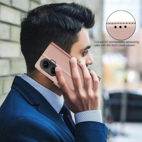 Чехол-книжка Litchi Texture RFID Anti-theft Leather для Xiaomi Poco F7 5G - золотой