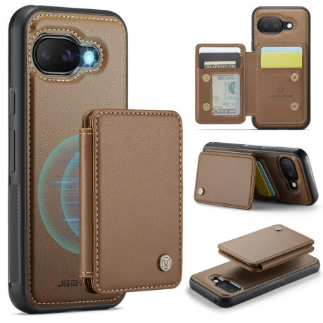 Чехол JEEHOOD J05 Business Magnetic Style RFID Leather для Google Pixel 9a - коричневый